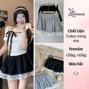 Chân váy ngắn xòe phối ren nữ Ulzzang – Lamuse
