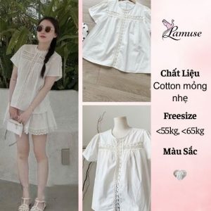 Áo Trắng Ren Ngắn Tay Dáng Suông A809 - Lamuse