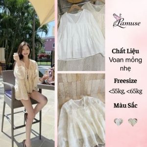 Áo Voan Sơ Mi Babydoll Cổ V Tay Dài A614 - Lamuse