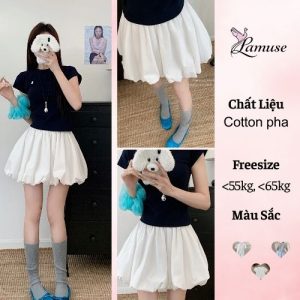 “Chân váy ngắn phồng nữ Ulzzang cotton pha freesize dáng xòe bồng xinh”