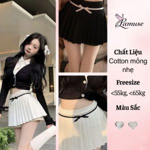 “Chân váy xếp ly ngắn nữ Ulzzang cotton mỏng nhẹ dáng tennis freesize”