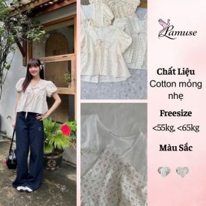 Áo Babydoll Hoa Nhí Cổ Nơ A538 - Lamuse