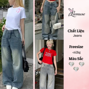 Quần bò jean ống suông nữ jeans cạp cao - P603 - Lamuse