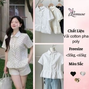 Áo Sơ Mi Chấm Bi Cổ Nơ A385 - Lamuse