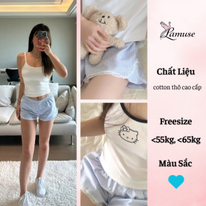 Quần short kẻ phối nơ ren K023 - Lamuse